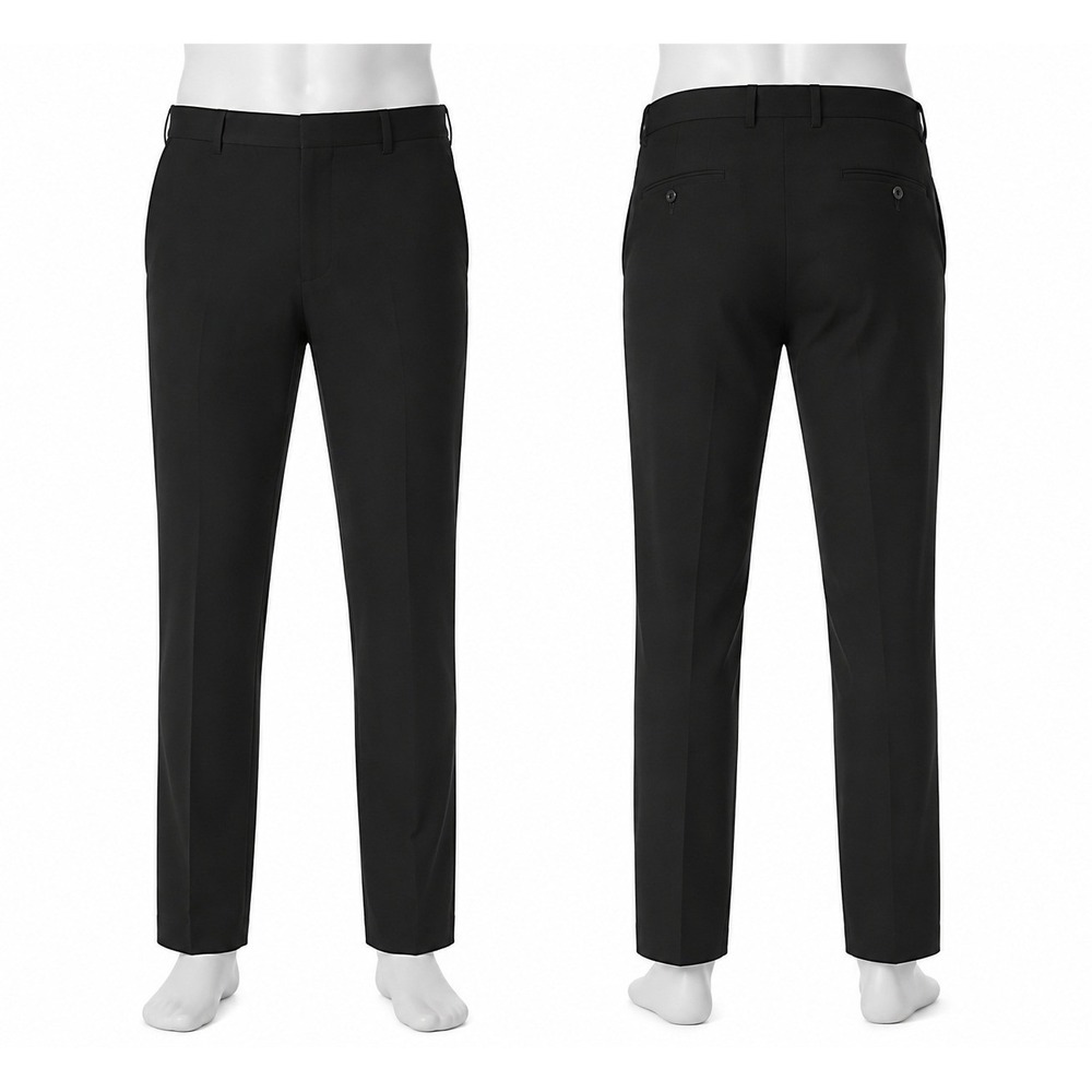Blue Ice Men's Dress Pants Size 34 Black Stretch Flat Front NWT